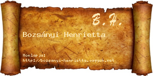 Bozsányi Henrietta névjegykártya